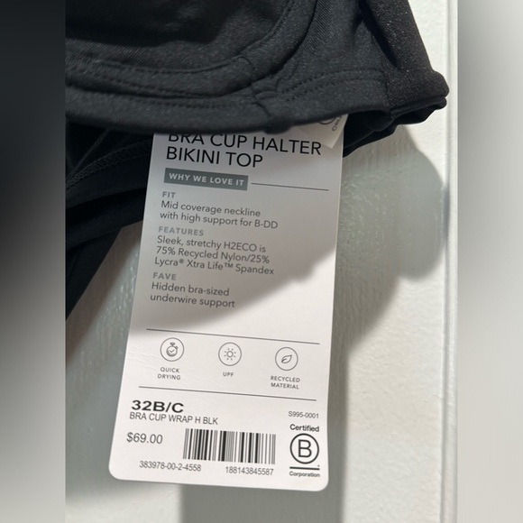 Athleta Bra Cup Wrap Halter Bikini Top 32B/C NWT - Picture 5 of 12